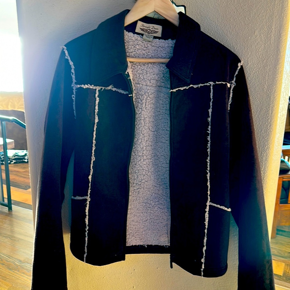 Cozy faux suede sherpa lined jacket